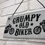 Grumpy Old Biker Novelty Hanging Man Cave Garage Sign Motorbike