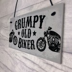 Grumpy Old Biker Novelty Hanging Man Cave Garage Sign Motorbike