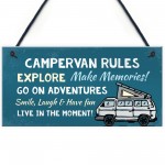 Campervan Rules Sign Hanging Door Plaque Caravan Sign Holiday