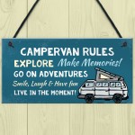 Campervan Rules Sign Hanging Door Plaque Caravan Sign Holiday