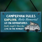 Campervan Rules Sign Hanging Door Plaque Caravan Sign Holiday