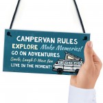 Campervan Rules Sign Hanging Door Plaque Caravan Sign Holiday