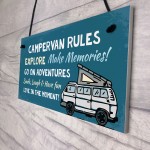 Campervan Rules Sign Hanging Door Plaque Caravan Sign Holiday