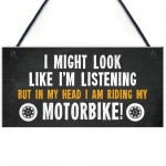 Motorbike Hanging Garage Sign Biker Gifts For Men Novelty