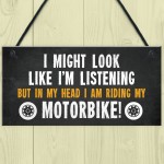 Motorbike Hanging Garage Sign Biker Gifts For Men Novelty