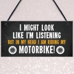 Motorbike Hanging Garage Sign Biker Gifts For Men Novelty