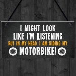 Motorbike Hanging Garage Sign Biker Gifts For Men Novelty