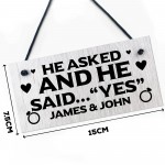 He Said Yes Hanging Shabby Sign Personalised Engagement Gifts