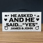 He Said Yes Hanging Shabby Sign Personalised Engagement Gifts