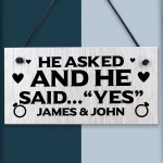 He Said Yes Hanging Shabby Sign Personalised Engagement Gifts