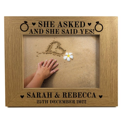 She Asked & She Said Yes PERSONALISED Engagement Memory Frame