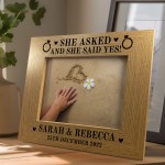 She Asked & She Said Yes PERSONALISED Engagement Memory Frame