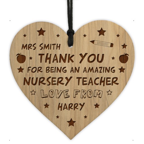 Thank You Gift For Him Her Nursery Teacher Gift Engraved Heart