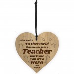 Teacher Gift Thank You Wood Engraved Heart Personalised Gift