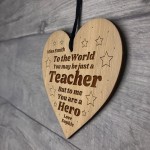 Teacher Gift Thank You Wood Engraved Heart Personalised Gift