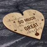  Thank You GREAT TEACHER GIFT Engraved Heart Teacher Gifts