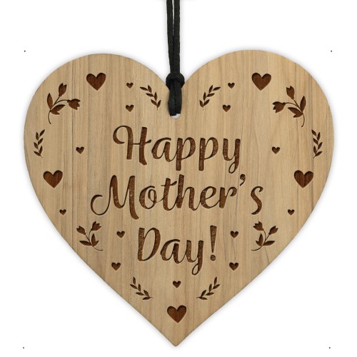 HAPPY MOTHERS DAY GIFT From Daughter Son Engraved Wood Heart