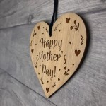 HAPPY MOTHERS DAY GIFT From Daughter Son Engraved Wood Heart