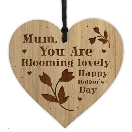 Mothers Day Gift Engraved Heart Blooming Lovely Mum Gifts