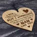 Nan Gift For Birthday Christmas THANK YOU Engraved Heart