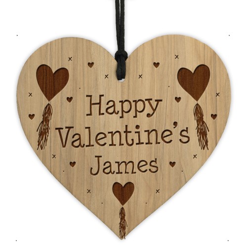 Valentines Gift For Him Her Engraved Wood Heart Boyfriend Gifts