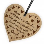 FUNNY JOKE Mothers Day Gift Wood Heart Mum Gift From Daughter