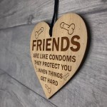 Rude Funny Friendship Plaque Wood Heart Birthday Christmas Gift