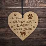 CRAZY CAT LADY LIVES HERE Sign Engraved Heart Cat Gift Cat Signs