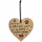 CRAZY CAT LADY LIVES HERE Sign Engraved Heart Cat Gift Cat Signs