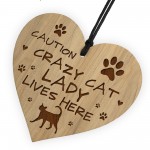 CRAZY CAT LADY LIVES HERE Sign Engraved Heart Cat Gift Cat Signs