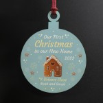 Personalised First 1st Christmas In Our New Home Bauble Wood