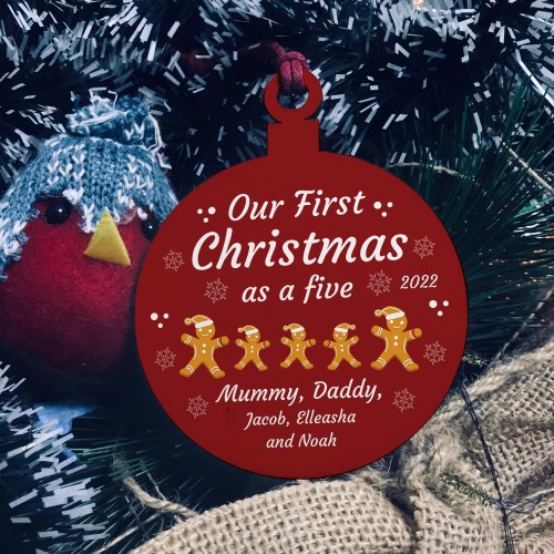 Christmas Bauble Personalised 1st Christmas As A Five Family