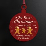 Christmas Bauble Personalised 1st Christmas As A Three Family