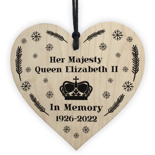 Queen Elizabeth II Wooden Heart Plaque In Memory Memorial Sign