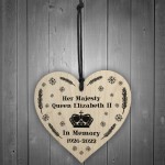 Queen Elizabeth II Wooden Heart Plaque In Memory Memorial Sign