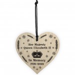 Queen Elizabeth II Wooden Heart Plaque In Memory Memorial Sign