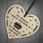 Queen Elizabeth II Wooden Heart Plaque In Memory Memorial Sign