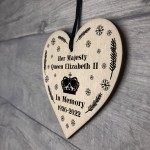 Queen Elizabeth II Wooden Heart Plaque In Memory Memorial Sign