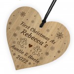 First Christmas As Auntie Uncle Decoration Engraved Wood Bauble