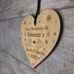 First Christmas As Auntie Uncle Decoration Engraved Wood Bauble