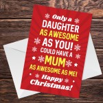 Funny Daughter Christmas Card From Mum Cheeky Humour Card 