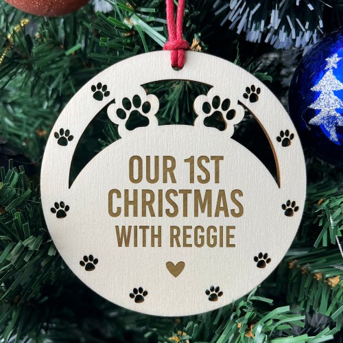 Personalised Dog Cat 1st Christmas Tree Decoration Engraved