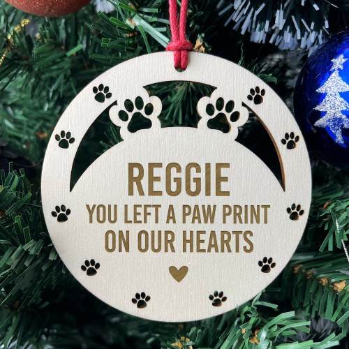 Personalised Wooden Cat Dog Memorial Christmas Tree Decoration