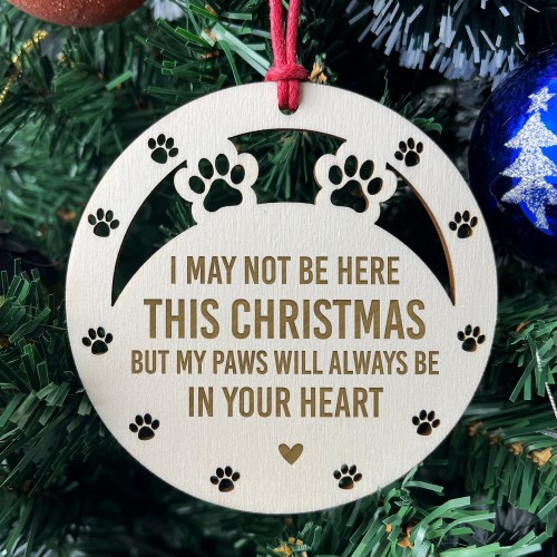 Wooden Dog Cat Pet Memorial Christmas Tree Decoration Bauble