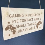 Funny Gaming Sign For Boys Bedroom Engraved Wood Sign Gamer