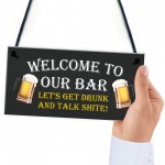 WELCOME Bar Sign Hanging Door Wall Plaque Man Cave Pub Bar