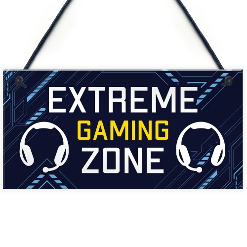 Gaming Bedroom Sign EXTREME GAMING ZONE Birthday Christmas Gift 