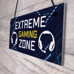 Gaming Bedroom Sign EXTREME GAMING ZONE Birthday Christmas Gift 