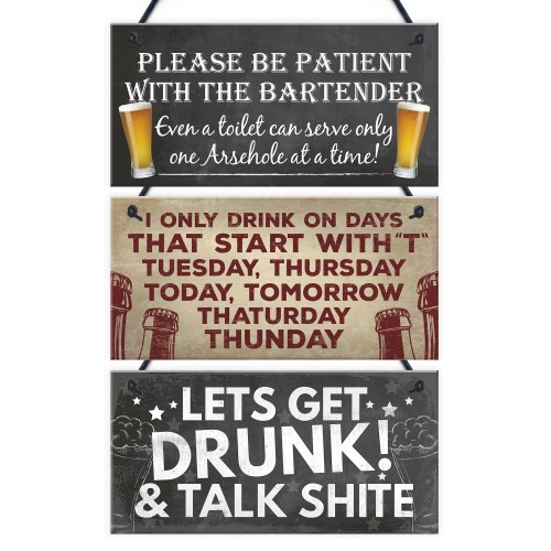 Funny Bar Sign 3 Pack Man Cave Shed Garage Home Pub Sign Gift