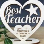 Thank You Teacher Gift Happy Christmas Engraved Heart Student